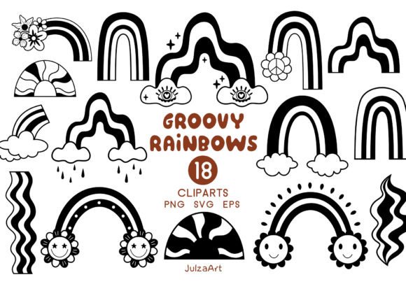 Download Retro Rainbow Clipart, Blaco Rainbow Svg - Premium Bundle