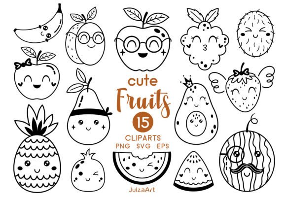 Download Black Fruit Clipart, Cute Fruit Svg Png - Fruit Collection