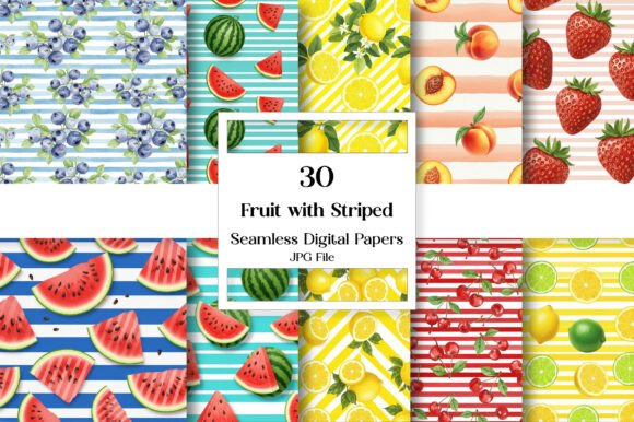 Download Fruit with Striped Pattern Seamless - Fruit Collection