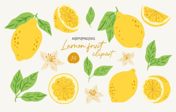 Download Lemon Fruit Clipart Set - Fruit Collection